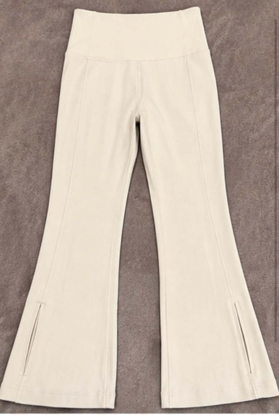 Lululemon brushed softstreme ribbed zip flared leggings in Bone